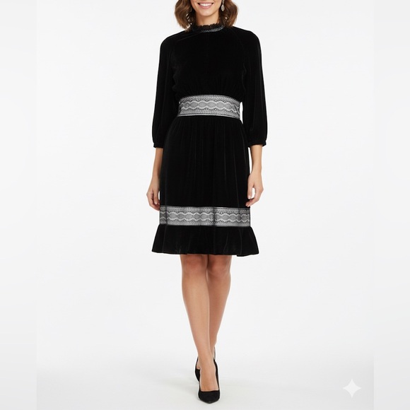 NWT Roberto Cavalli Class A Line Velvet Lace Black Dress Long Sleeve Sz 2